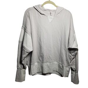 Daily Practice by anthropologie Women's Beige White Oversize Boxy Hoodie Sz M